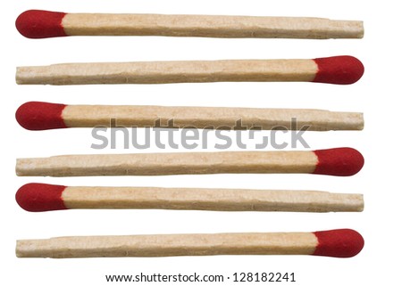 Red head match on white isolated background