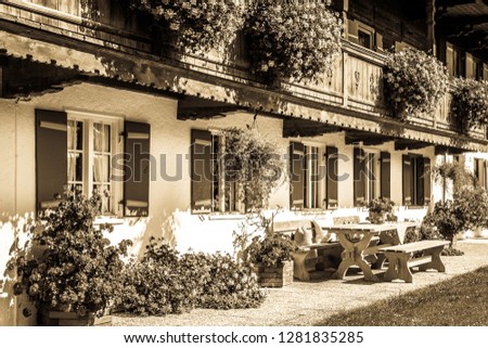 typical bavarian frontyard - farmhouse - photo