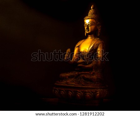 An antique Buddha Statue made up of an alloy of five metals.