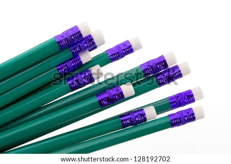 Group of pencils with erasers