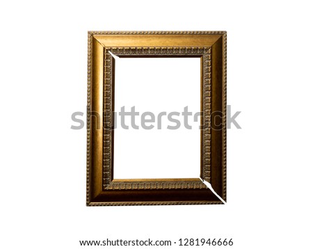 Home interior empty broken wooden photo frame mock up isolated on a white background