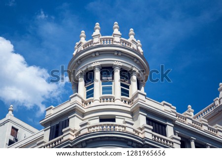 Beautiful classic traditional european architecture on the streets of the famous capital of Spain - Madrid