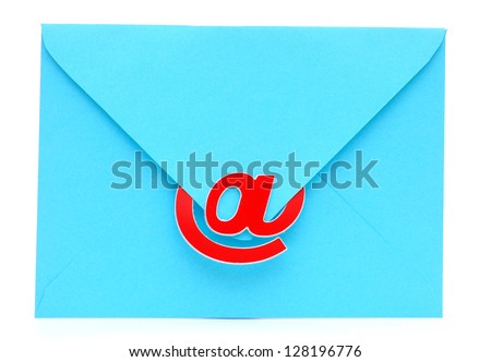 An envelope with an e-mail sign. Modern communication.