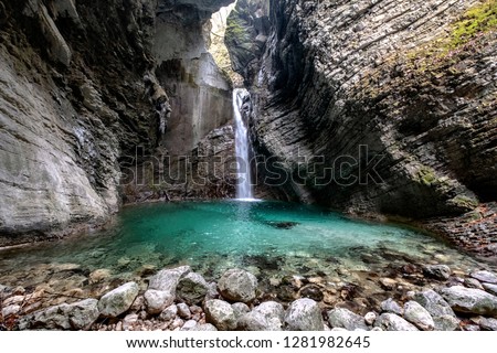 Kozjak Waterfall, Slap Kozjak, Triglav National Park, Slovenia, Europe Royalty-Free Stock Photo #1281982645