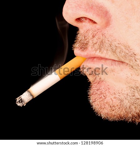 Man Smoking a Cigarette in close up
