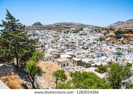 White houses of Lindos from above-Rodhes-Greece 