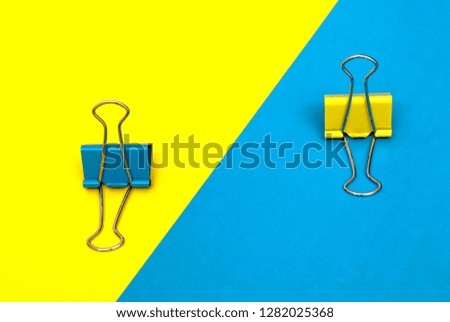 Yellow and blue cardboard with stationery