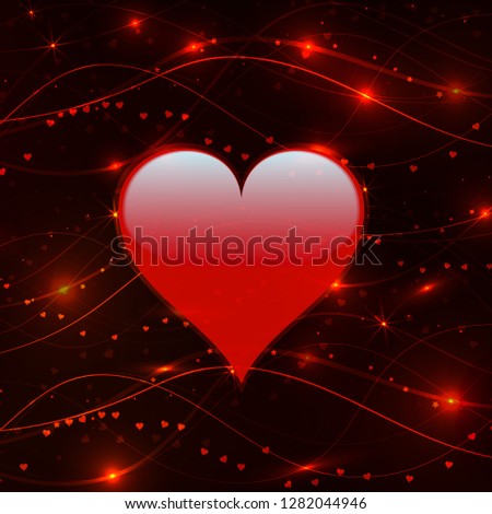vector of heart, love and valentine's day, heart with dark red lighting background