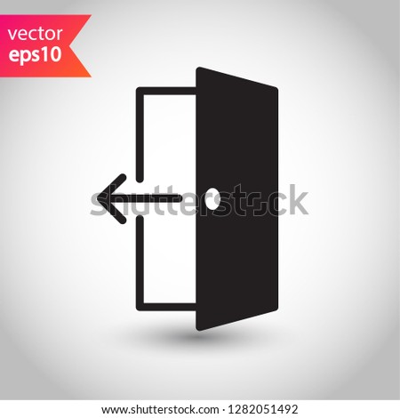 Door vector sign. Door icon. Door with arrow flat symbol. Door line icon.