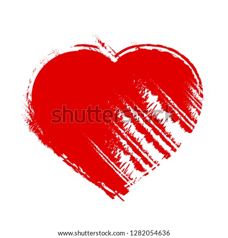 Heart brush vector isolated on white background. Trendy heart shape for web site, sticker, love logo, greeting card and label. Creative grunge design, modern concept. Vector illustration