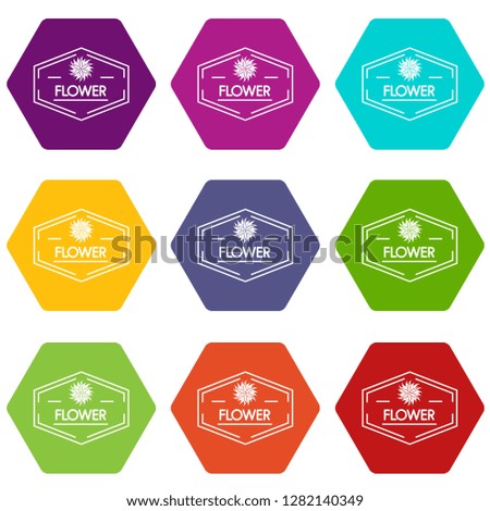 Flower shop icons 9 set coloful isolated on white for web