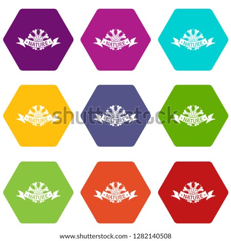 Nature icons 9 set coloful isolated on white for web