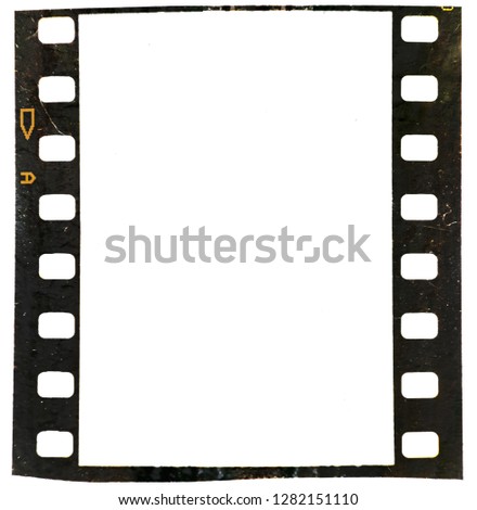old 35mm film strip on white background