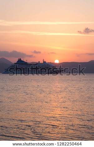 cruise line at sunset