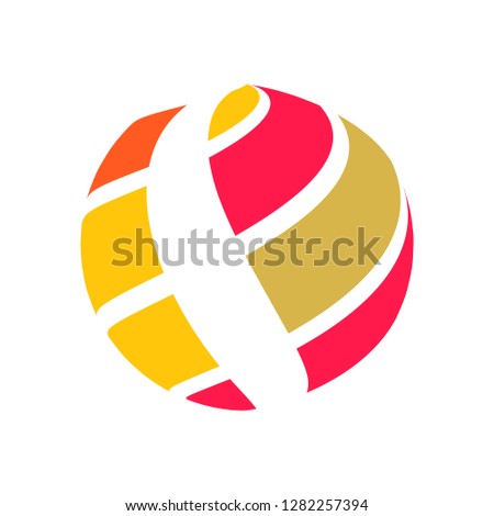 Abstract globe stripes sphere, 3d style striped globe icon effect. Colorful lines in dark background. Rainbow earth shape. Vector illustration. It can use as logo, icon, banner, business card.