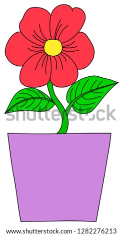 Flower in a pot. Plant in a flowerpot. Cartoon style. Vector.