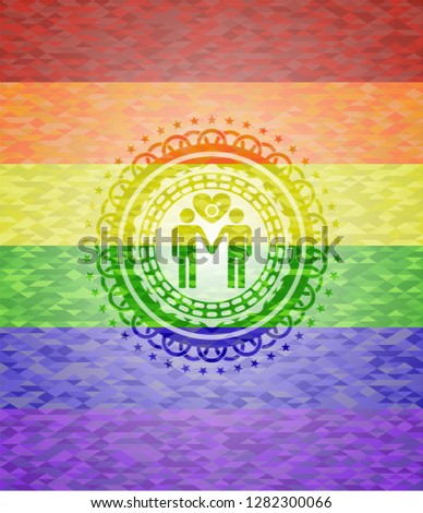 gay men love icon on mosaic background with the colors of the LGBT flag