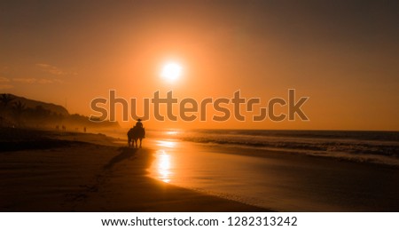 Awesome sunset in a peruvian beach