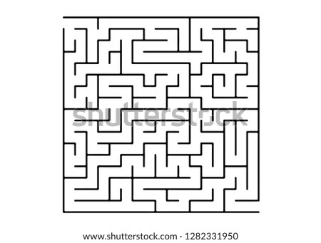 White vector pattern with a black labyrinth. Simple illustration with a maze on a white background. Pattern for leisure tasks, games.