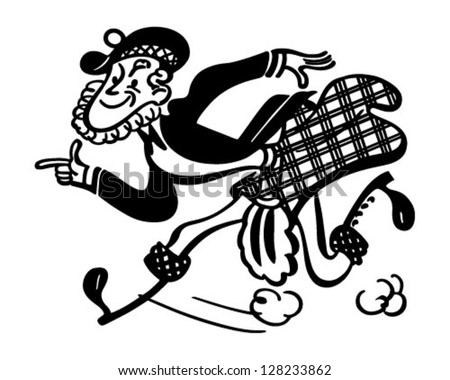 Running Scotsman - Retro Clipart Illustration