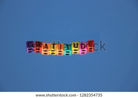 Gratitude thank you alphabet blocks 3d message in primary color abc beads.