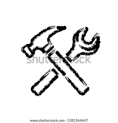 brush stroke hand drawn vector icon of repair tools