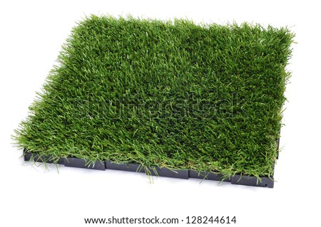 artificial turf tile on a white background Royalty-Free Stock Photo #128244614