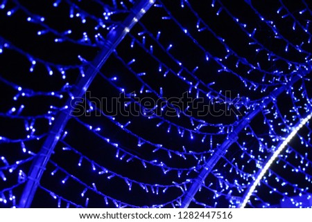 Beautiful blue style, futuristic look glowing lights in winter for celebration.