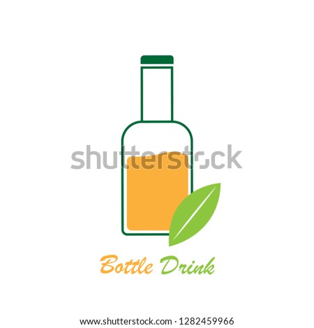 fresh juice in the bottle logo,  orange drink vector design template