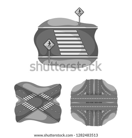 Vector illustration of road and street sign. Collection of road and highway stock vector illustration.