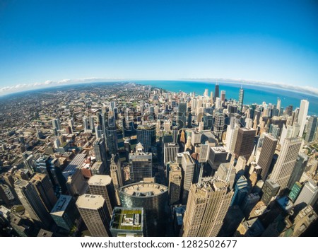 Aerial view of Chicago skyscrapers at downtown