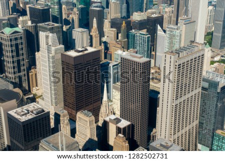 Aerial view of Chicago skyscrapers at downtown