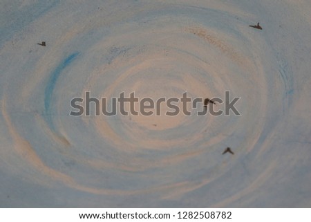 Painting of a sky with swallows