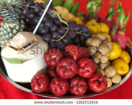 Group of healthy fruit in tray