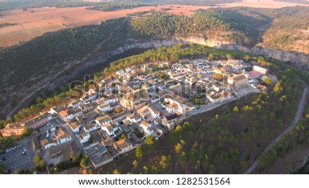 Aerial view in Alarcon. Cuenca. Spain. Drone Photo