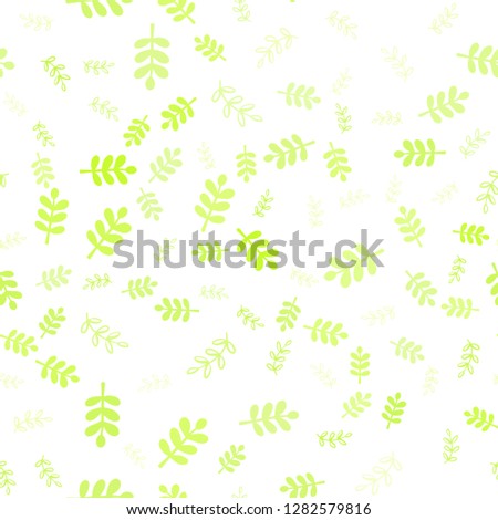 Light Green, Yellow vector seamless elegant template with leaves, branches. Brand new colored illustration with leaves and branches. Pattern for design of fabric, wallpapers.