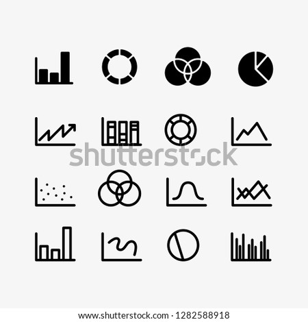 Diagram, pie chart, graphic, statistics and histograms vectors icon set
