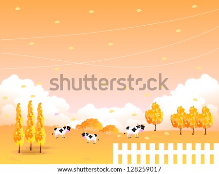 Maple autumn leaves background cattle ranch