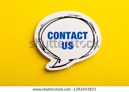 Contact speech bubble isolated on yellow background.