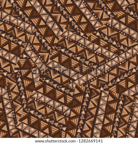 Patchwork with brown geometrical ethnic motifs