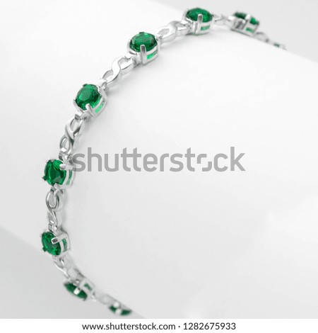 silver bracelet with stones, women's silver bracelet, women's accessories, jewelry on a white background