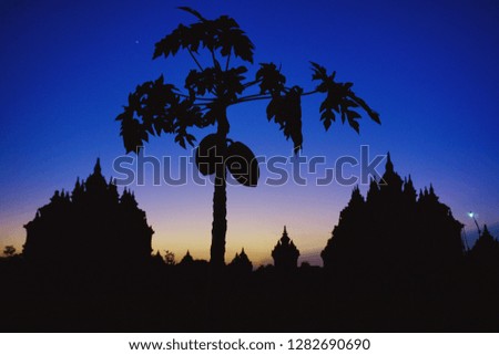 silhouette of the temple when the sunset
