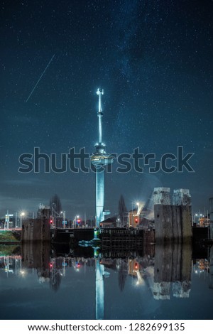 euromast with starry sky