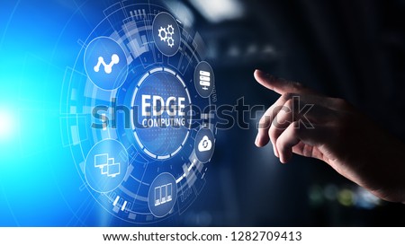 Edge computing modern IT technology on virtual screen concept Royalty-Free Stock Photo #1282709413