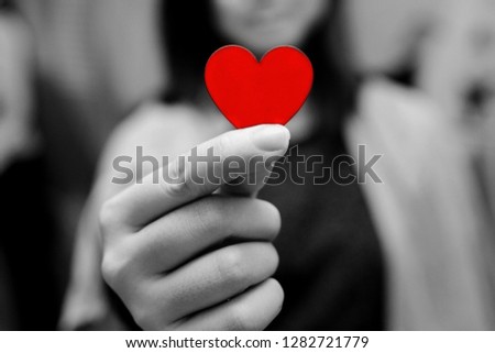 Girl holding heart on Valentine's day
