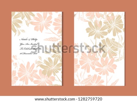 Elegant cards with decorative flowers, design elements. Can be used for wedding, baby shower, mothers day, valentines day, birthday cards, invitations, greetings. Vintage decorative flowers.