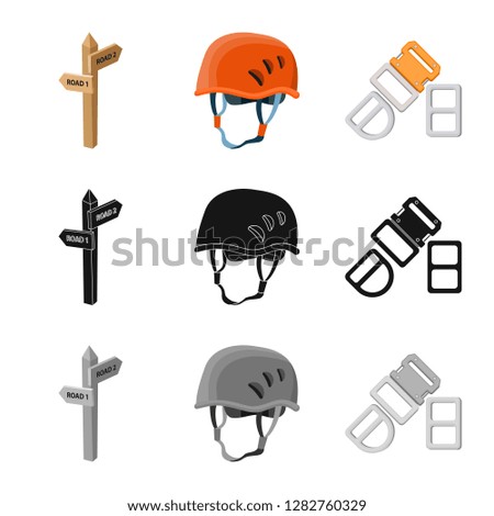 Isolated object of mountaineering and peak sign. Collection of mountaineering and camp stock vector illustration.