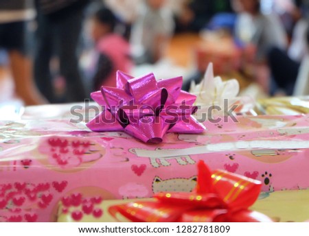 Closer ribbon on the gift box , Children's Day Activity