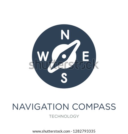 navigation compass icon vector on white background, navigation compass trendy filled icons from Technology collection, navigation compass vector illustration