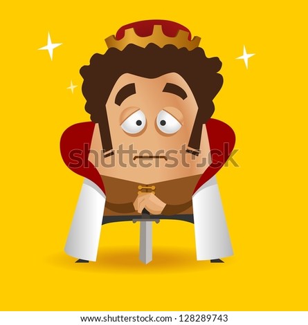 King with his sword. Vector illustration